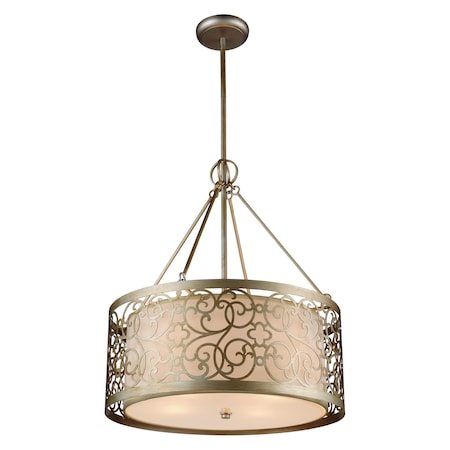 Cwi Lighting 5 Light Drum Shade Chandelier With Rubbed Silver Finish 9832P22-6-106